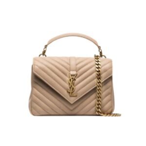 Saint Laurent College Medium Chain Bag In Quilted Leather Beige 24Cm 600279Brm072721
