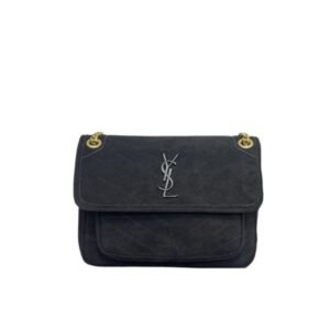 Saint Laurent Niki Baby Chain Bag In Suede Black