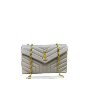 Saint Laurent Loulou Medium Chain Bag In Matelasse Y Leather Gray
