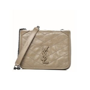 Saint Laurent Niki Vintage Leather Chain Wallet Beige 19Cm