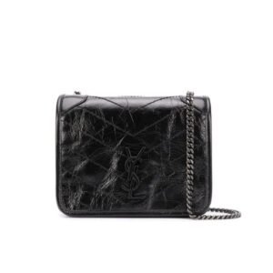 Saint Laurent Niki Vintage Leather Chain Wallet Black 19Cm
