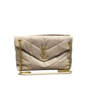Saint Laurent Puffer Medium Chain Bag In Quilted Lambskin Beige