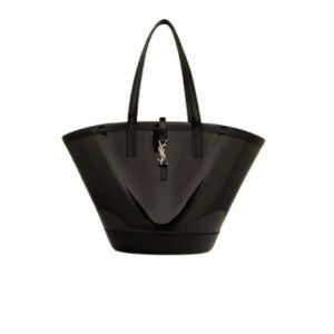 Saint Laurent Panier Medium In Vinyl And Shiny Leather Black 28Cm 773697Fac0X3055