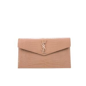 Saint Laurent Embossed Monogram Uptown Pouch Beige 27Cm