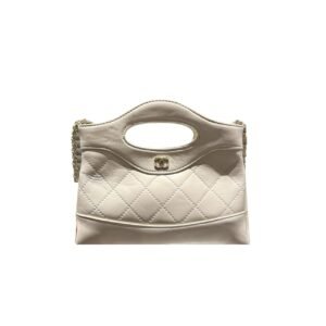 Chanel 24C Mini 31 Clutch With Chain Shiny Calfskin White 24Cm