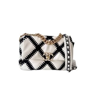 Chanel 19 Large Stitch Crossbody Bag White 24Cm