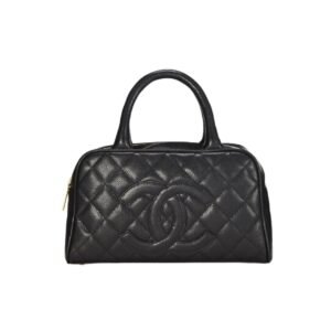 Chanel Timeless Cc Quilted Caviar Bowler Bag Black 25Cm