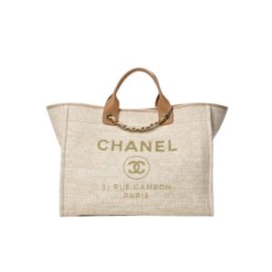 Chanel Deauville Medium Canvas Beige And Brown 38Cm