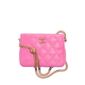 Chanel Quilted Tote With Chain Bag Pink 18Cm