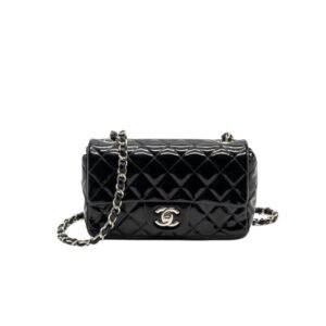 Chanel Mini Rectangular Flap Bag Patent Black 18Cm