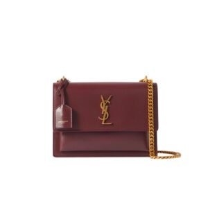 Saint Laurent Sunset Smooth Leather Shoulder Bag Red 23Cm