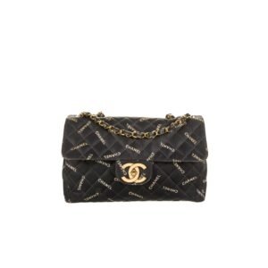 Chanel Vintage Classic Logo Print Jumbo Canvas Xl Maxi Flap Bag Black 32Cm