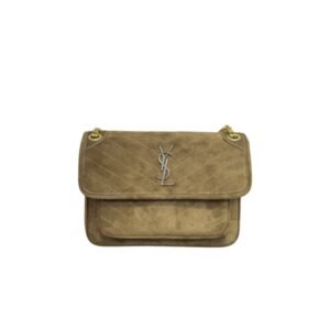 Saint Laurent Niki Baby Chain Bag In Suede Dark Brown