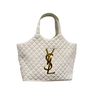 Saint Laurent Icare Shopping Bag In Quilted Lambskin White 40Cm
