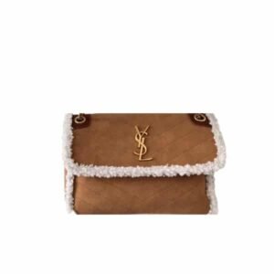 Saint Laurent Niki Baby Chain Bag In Suede Beige 28Cm