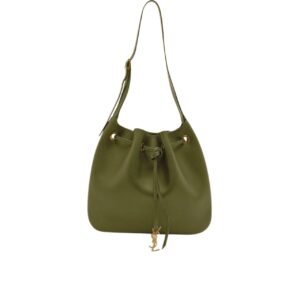 Saint Laurent Paris Vii Medium Flat Hobo Bag In Smooth Leather Army Green 28Cm