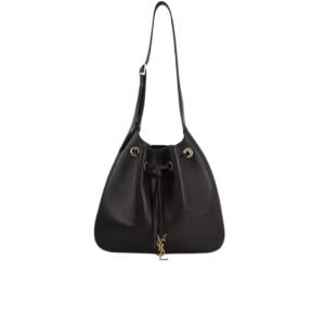 Saint Laurent Paris Vii Medium Flat Hobo Bag In Smooth Leather Black 28Cm 697941Aaamd1000