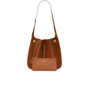 Saint Laurent Paris Vii Medium Flat Hobo Bag In Smooth Leather Brown 28Cm