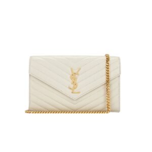 Saint Laurent Classic Cassandre Chain Wallet Bag White 24Cm 377828Bow019207