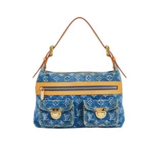Louis Vuitton Monogram Denim Baggy Pm Shoulder Bag Blue 30Cm