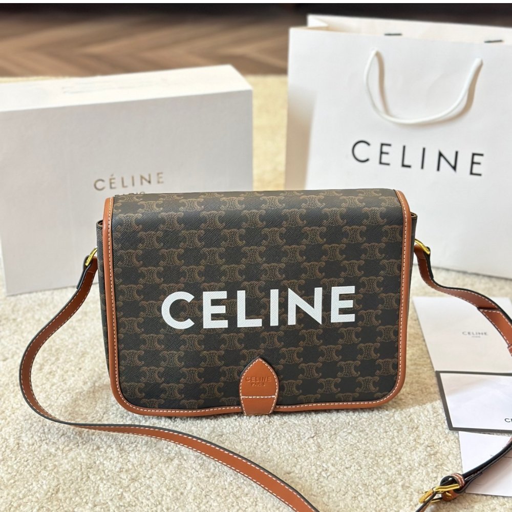Celine Folco Canvas And Leather Shoulder Bag 28Cm - Image 2