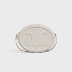 Celine Crossbody Oval Purse Cuir Triomphe In Smooth Calfskin White