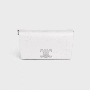 Celine Trapeze Triomphe Bag In Shiny Calfskin White 199283Bf401Si