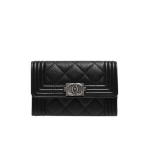 Chanel Boy Classic Wallet Black Silver 84432