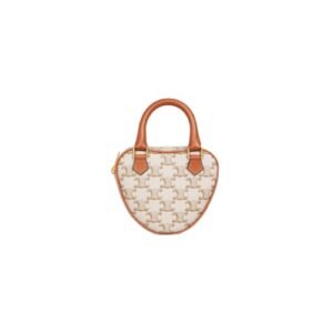 Celine Medium Heart Bag In Logo Print Calfskin White 198222Bzj01Bc