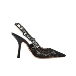 Dior J'Adior Slingback Pump Transparent Mesh Embroidered With Dior Roses Motif Black Kdv029Fll S900