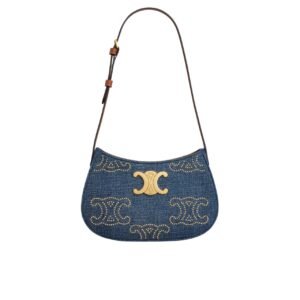 Celine Medium Tilly Bag With Triomphe Studs And Calfskin Denim 22Cm