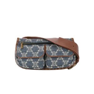 Celine Macadam Belt Bag Brown And Blue Denim 24Cm