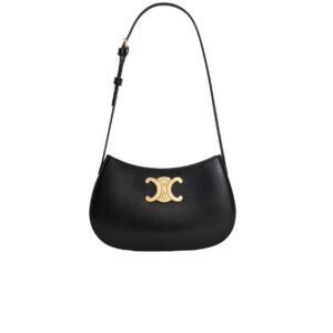 Celine Medium Tilly Bag In Shiny Calfskin Black 21Cm 115703Bf4 38No