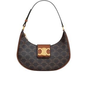 Celine Ava Triomphe Soft Bag In Triomphe Canvas And Calfskin Tan 25Cm