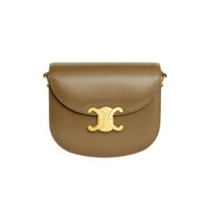 Celine Besace Clea In Shiny Calfskin Khaki 18Cm