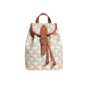 Celine Mini Backpack Folco In Triomphe Canvas And Calfskin White 197662Cas01Bc