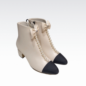 Chanel Casual Ankle Boots Leather With Jewels White