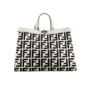 Fendi Peekaboo Ff Logo Xtote Black And White 40Cm