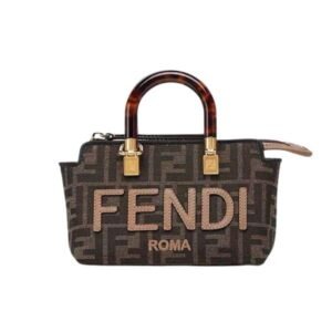 Fendi By The Way Small Ff Fabric Boston Bag Brown 17Cm 8Bs067Anx0F1Lmn