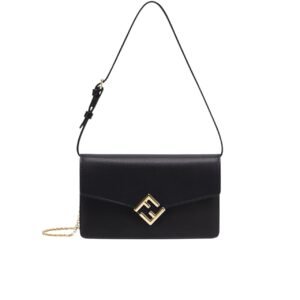 Fendi Ff Diamonds Wallet On Chain Black 22Cm 8M0488Alv4F0Kur