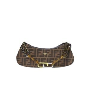 Fendi O'Lock Swing Shoulder Bag Dark Brown 32Cm