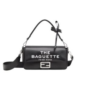 Fendi By Marc Jacobs Maxi Baguette Canvas Bag In Leather Black 27Cm 8Br600Amwzf1C6C