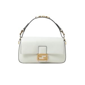 Fendi Baguette Bag White Leather 25Cm 8Br822Apg6
