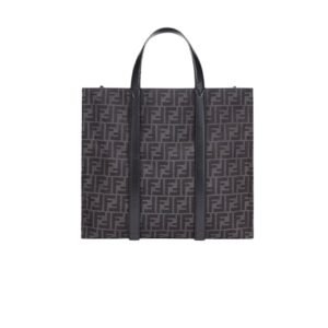 Fendi Ff Jacquard Shopper Ff Jacquard Fabric Bag Black 42Cm 7Va390Ag0Mf0Npn