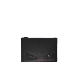 Fendi Black Leather And Black Eyes Clutch 30Cm