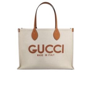 Gucci Medium Tote Bag With Gucci Print White Brown 45Cm 772176 Facul 8451