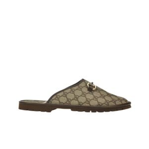 Gucci Gg Slipper Horsebit Canvas Beige 655571 96G60 9762