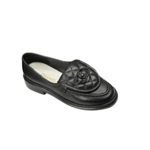Chanel Cc Nib Turnlock Moccasins Flat Loafers Black
