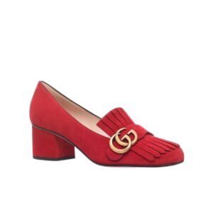 Gucci Marmont Fringe Suede 55Mm Loafer Red From Neiman Marcus