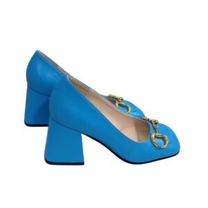Gucci Women's Mid Heel Pump With Horsebit Blue